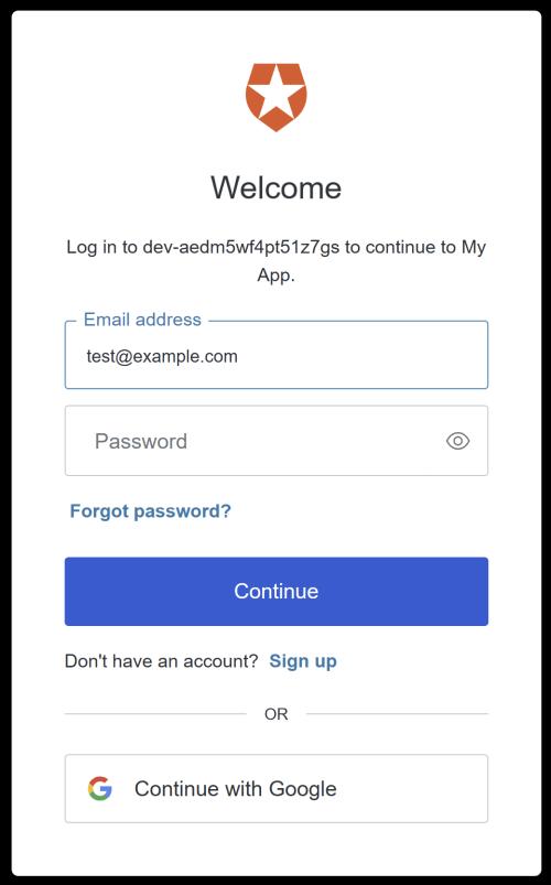 Auth0 login form