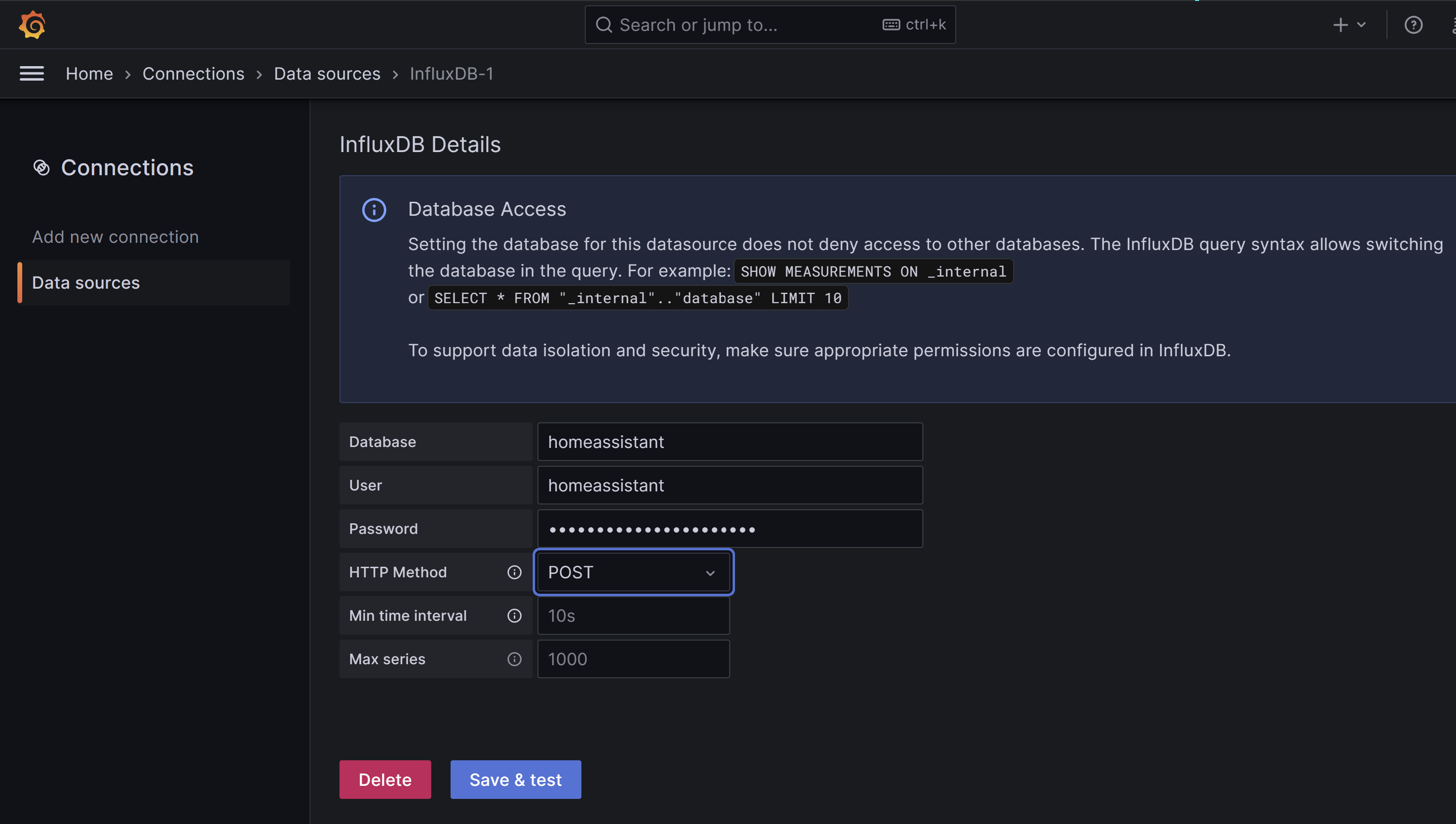 Grafana InfluxDB Authentication