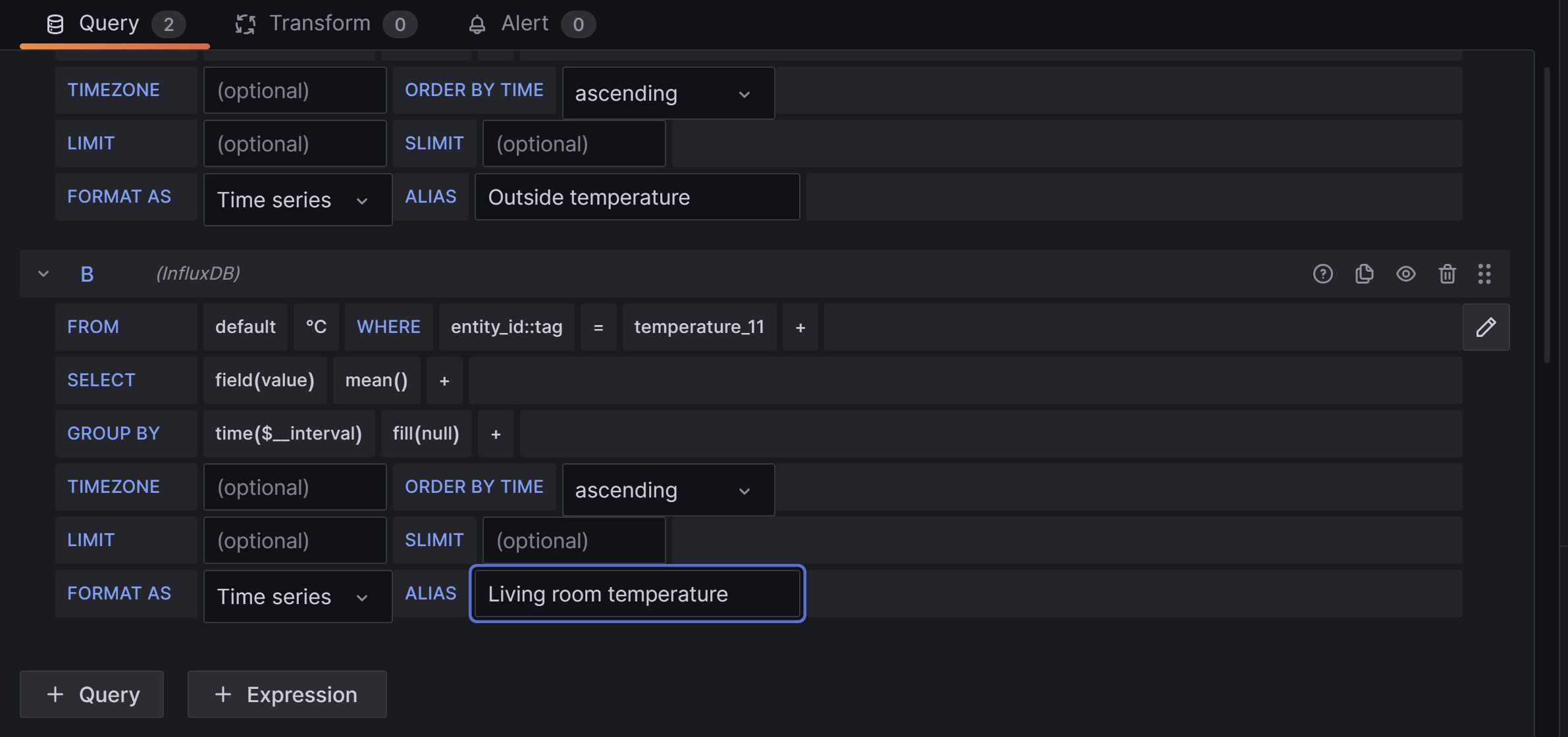 Living room temperature query