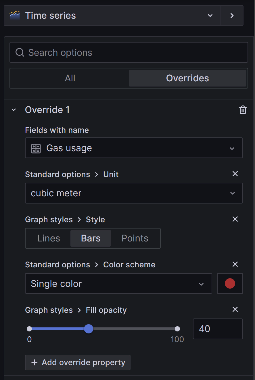 Options pane override